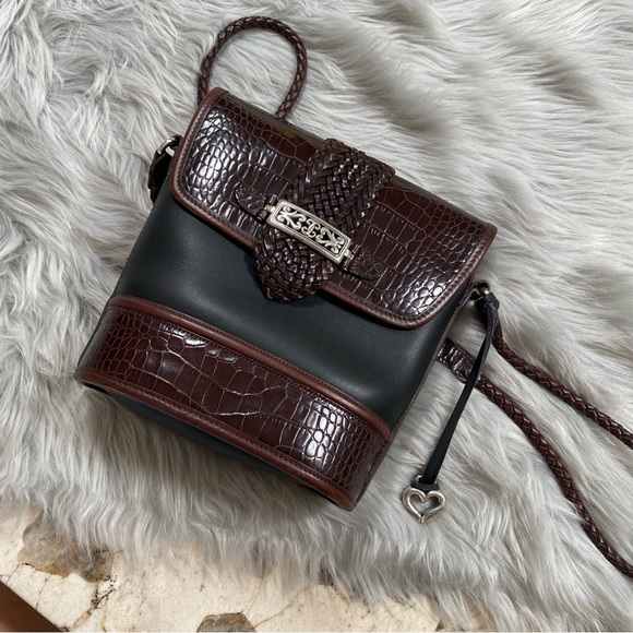 Brighton Vintage leather croc embroidered bucket bag - Picture 6 of 12